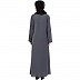 A-line abaya with piping at sleeves-Grey-black